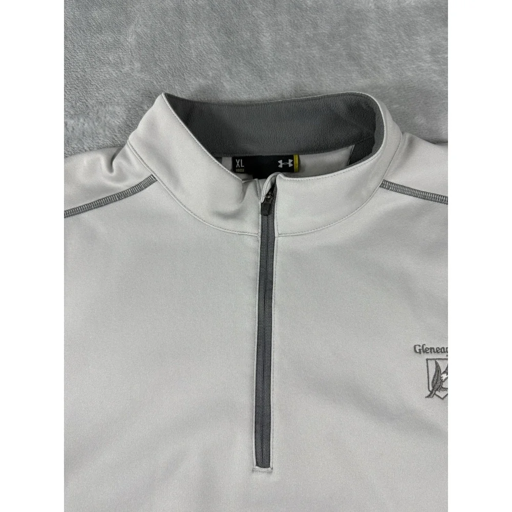 Under Armour Sweater Mens XL Grey 1/4 Zip Fleece Lined Pullover Logo‎